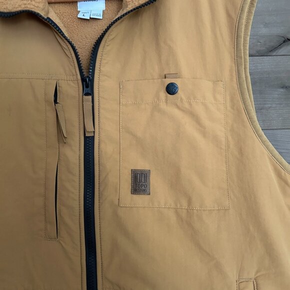 TOPO DESIGNS Subalpine Fleece Khaki Brown Vest ~ Size Large - Picture 3 of 6